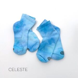 Light Blue Ice Dye Ankle Socks Aqua Pastel Tie Dye Mid Crew Hand Dyed Socks